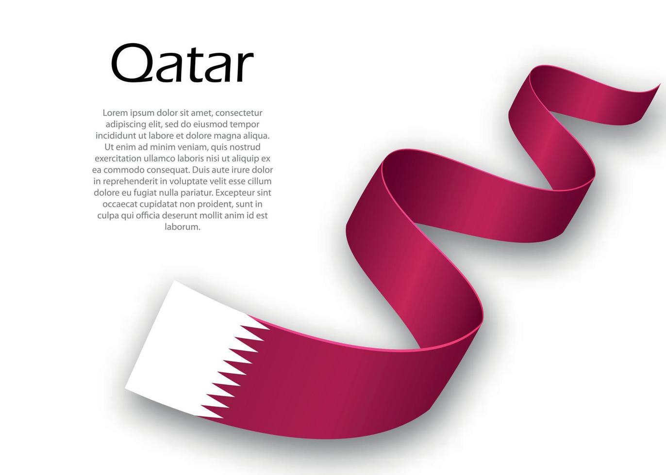 Waving ribbon or banner with flag of Qatar. Template for indepen vector