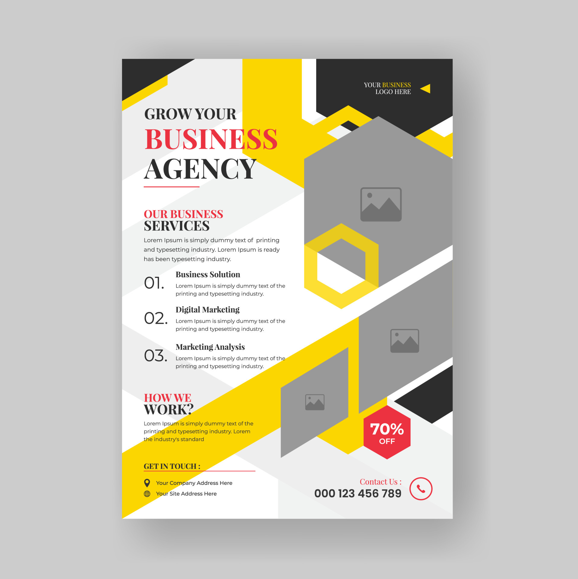 Modern vector flyer template in A4 size, Corporate business flyer