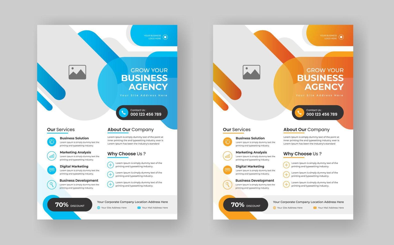 Modern vector flyer template in A4 size, Corporate business flyer, Corporate brochure cover design, Poster layout design for your agency, Corporate vector Flyer design with Abstract Colorful Shapes.