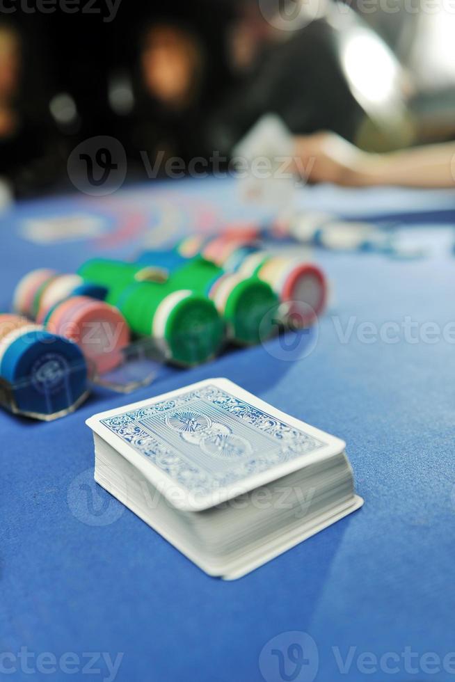 woman play black jack card game in casino photo