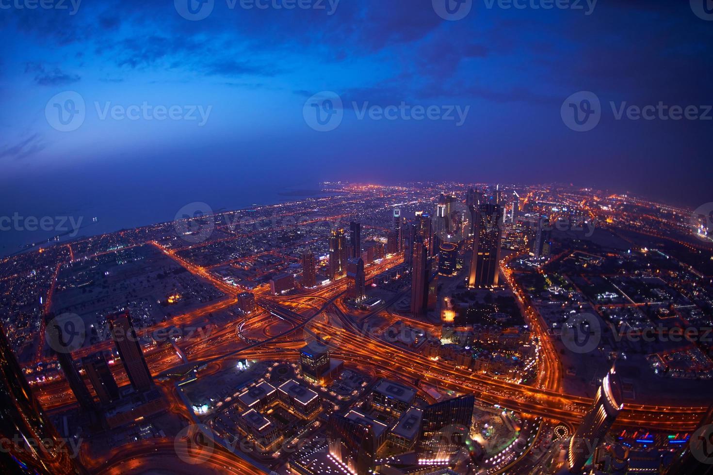 Dubai night skyline photo