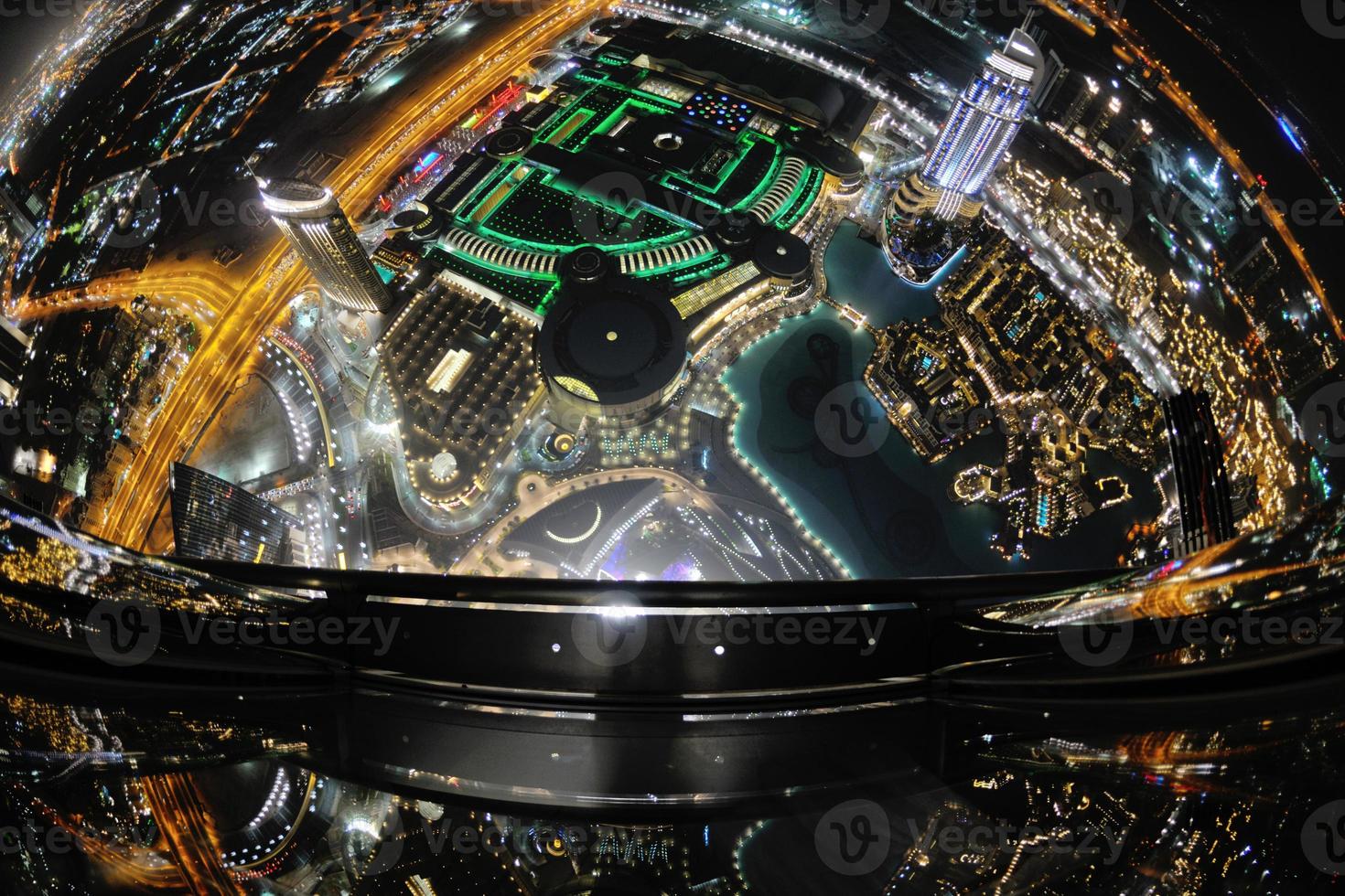 Panorama of down town Dubai city at night photo