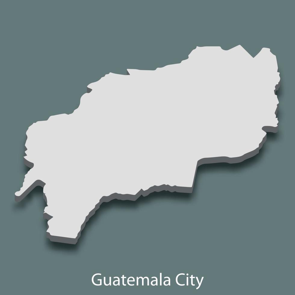 3d isometric map of Guatemala City is a city of Guatemala vector