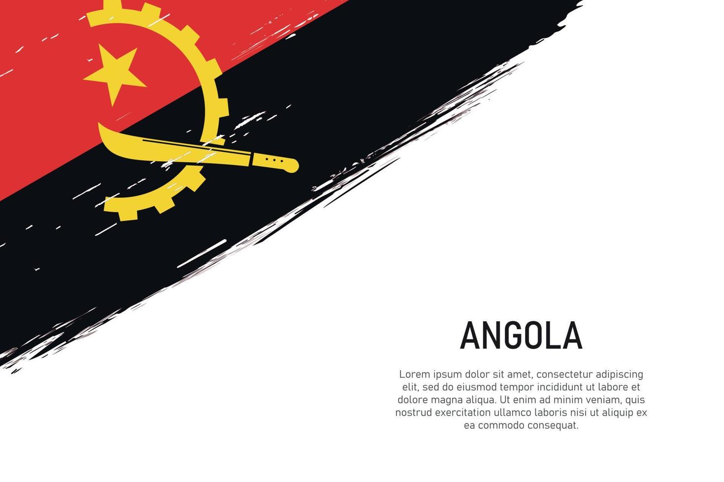 Grunge styled brush stroke background with flag of Angola vector