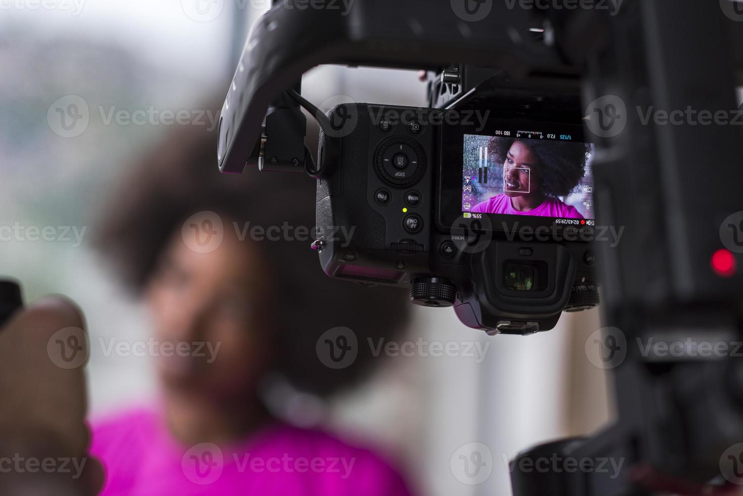 african american woman using tablet photo