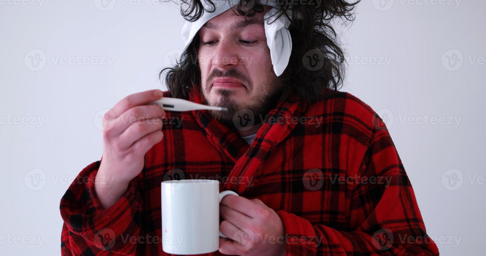 Man with flu and fever photo