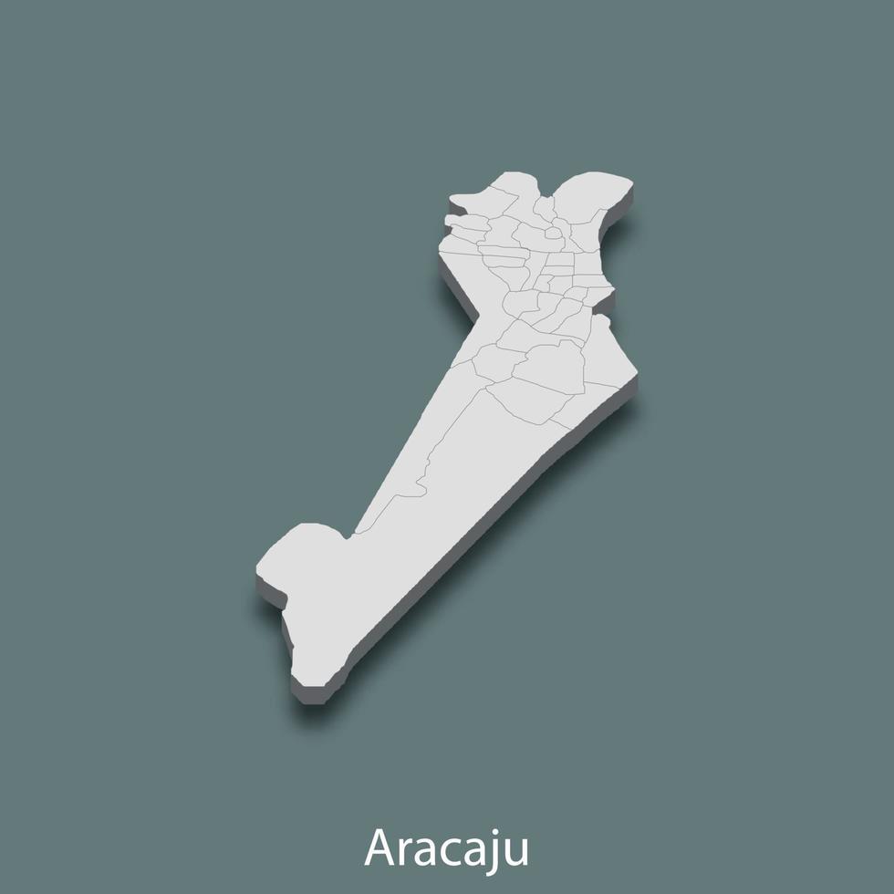 3d isometric map of Aracaju is a city of Brazil vector