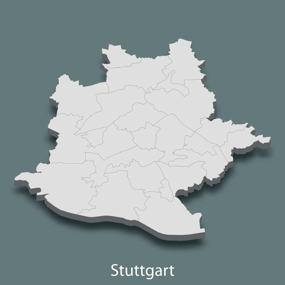 Mapa isométrico 3d de stuttgart es una ciudad de alemania vector