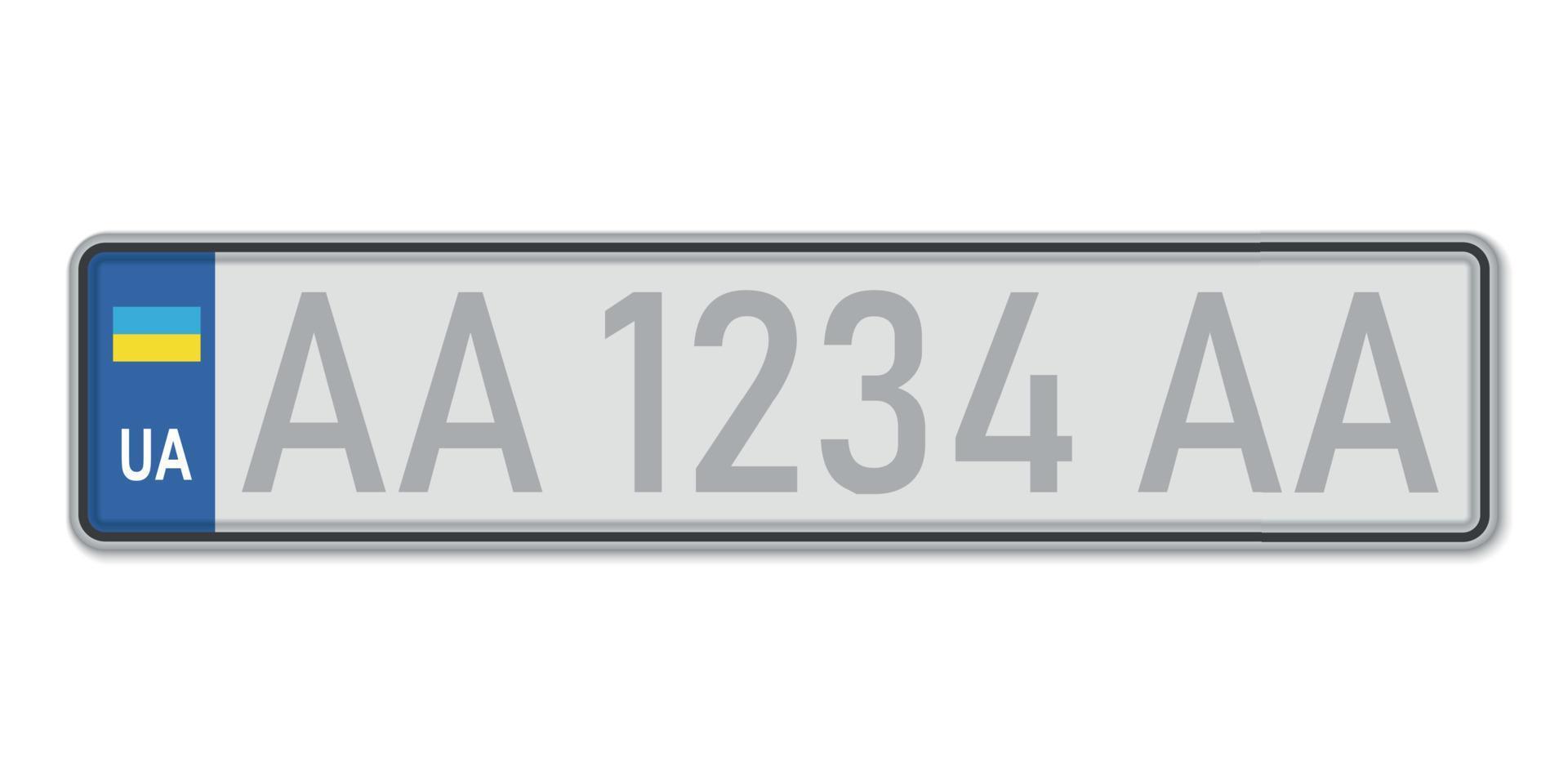 Car number plate. Vehicle registration license of Ukraine vector