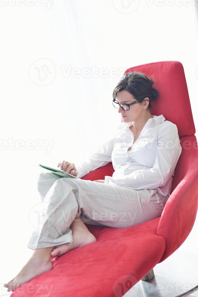 woman using tablet pc photo