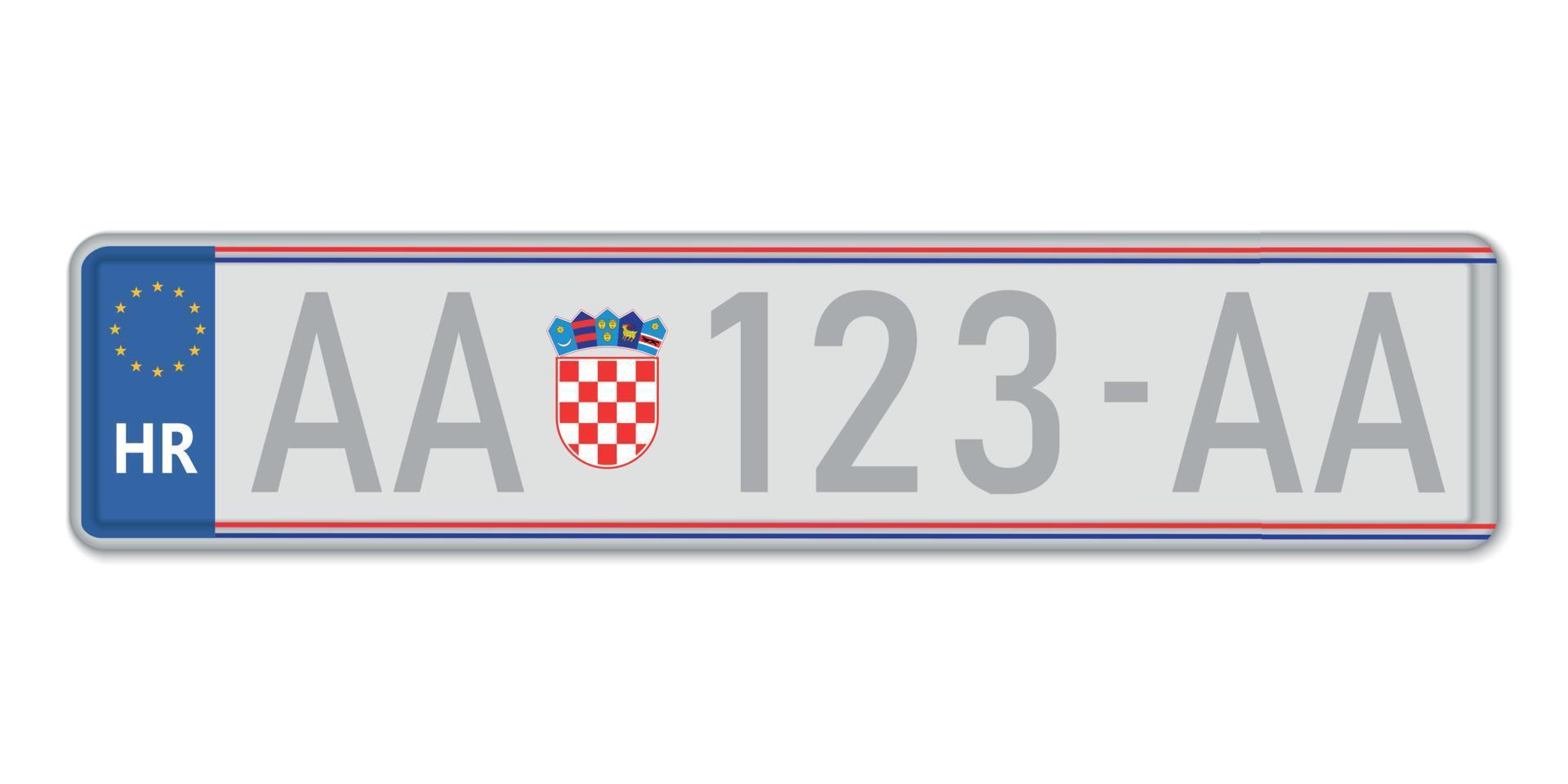 Car number plate. Vehicle registration license of Croatia 11309851