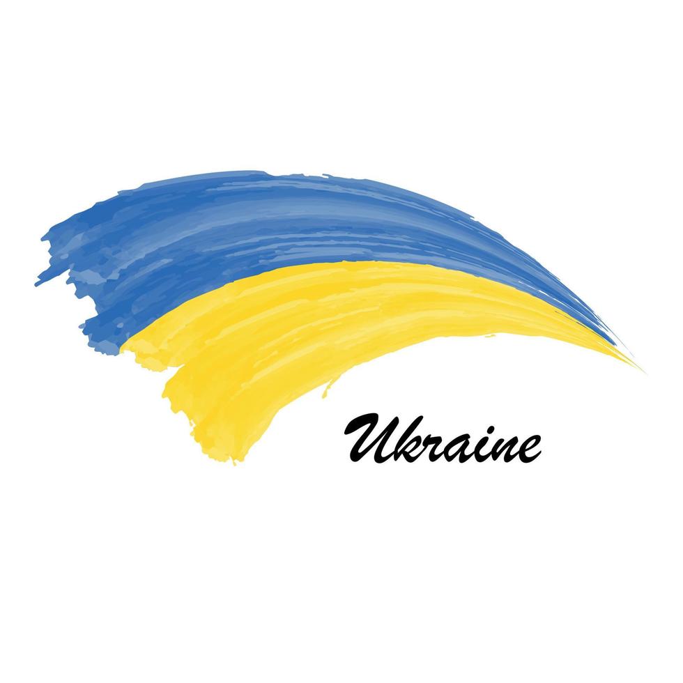 bandera de pintura acuarela de ucrania. ilustración de trazo de pincel vector