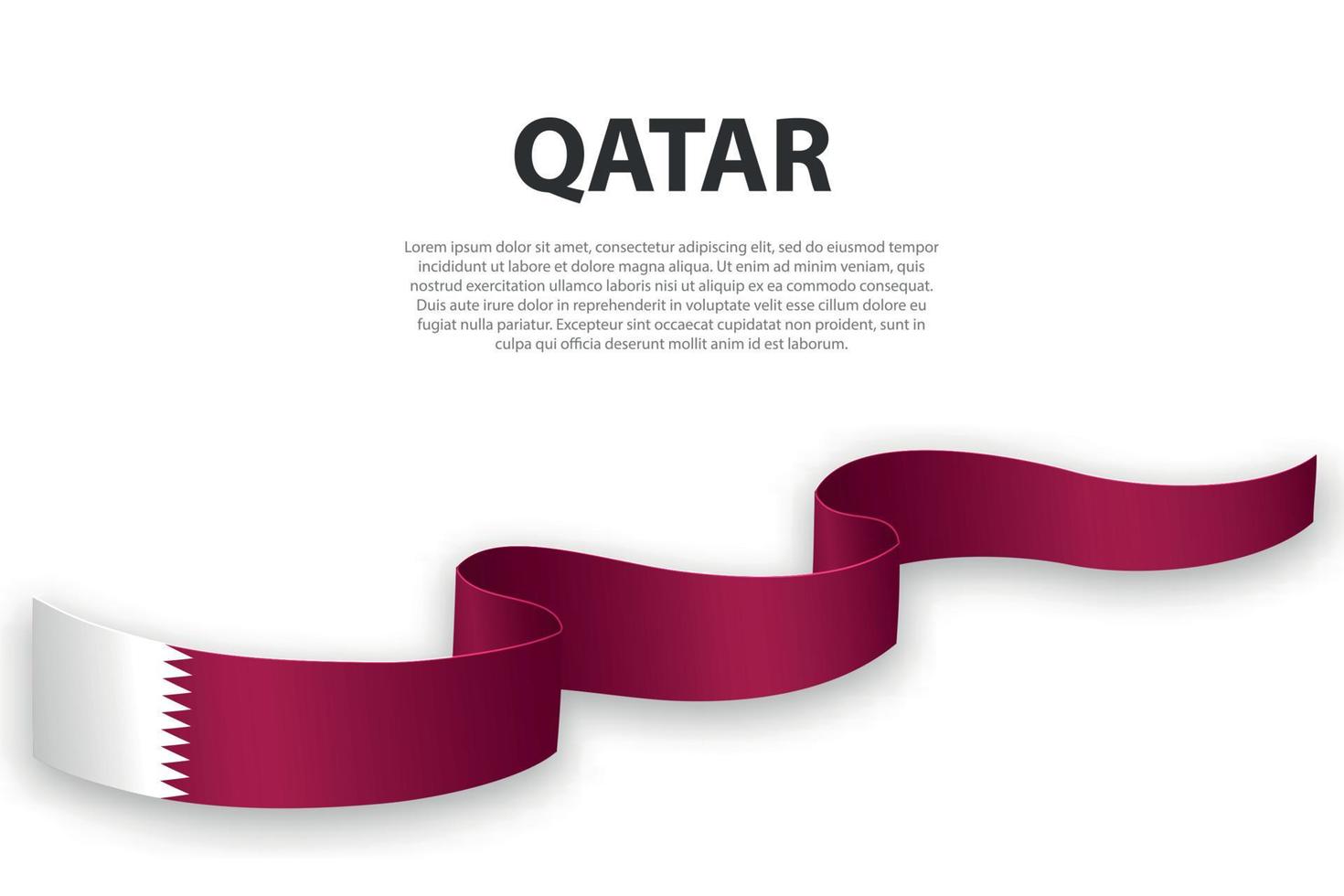 Waving ribbon or banner with flag of Qatar vector