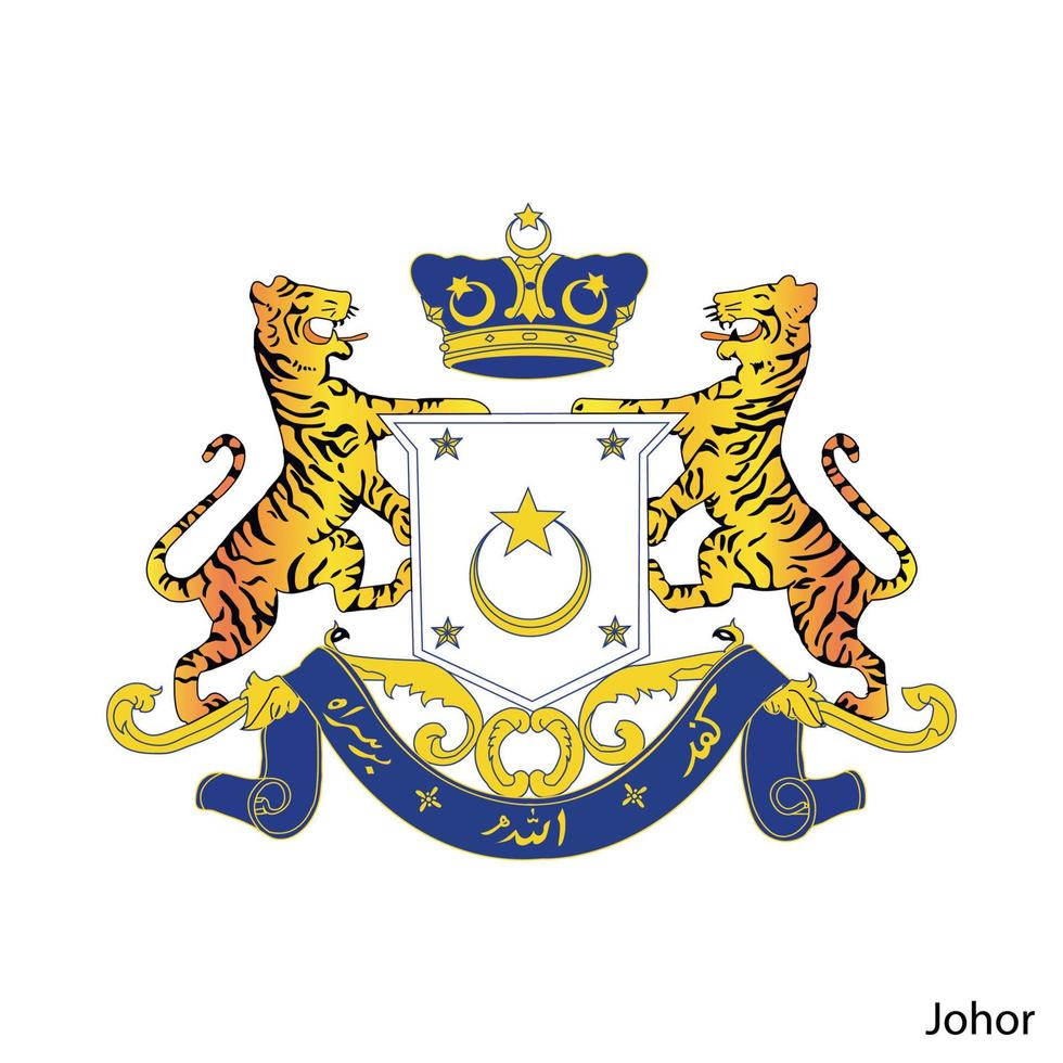 Coat of Arms of Johor is a Malaysian region. Vector emblem