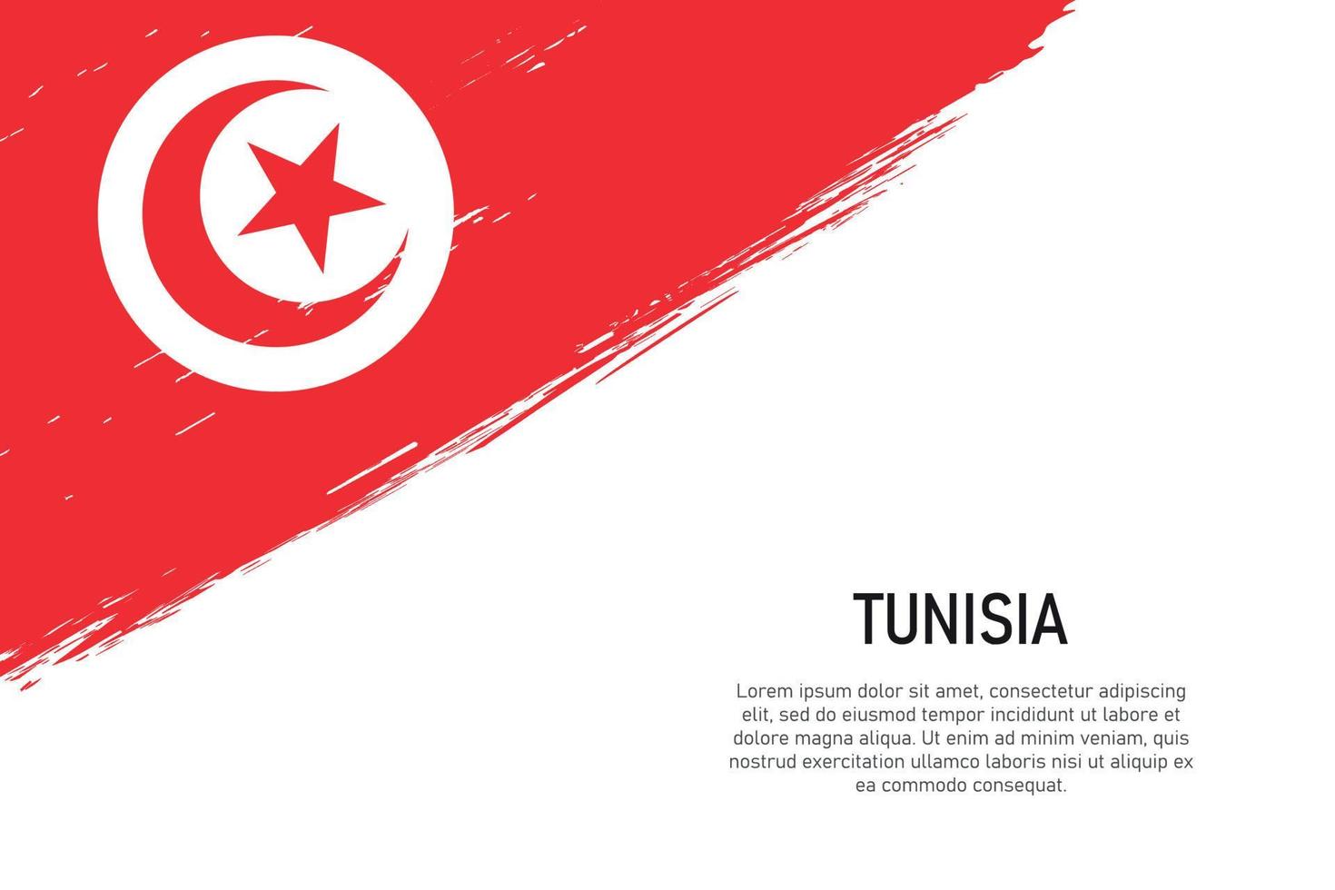 Grunge styled brush stroke background with flag of Tunisia vector