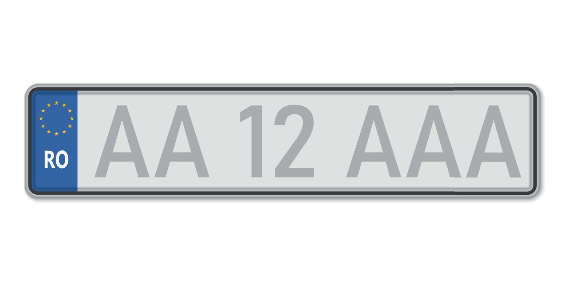 Car number plate. Vehicle registration license of Romania vector