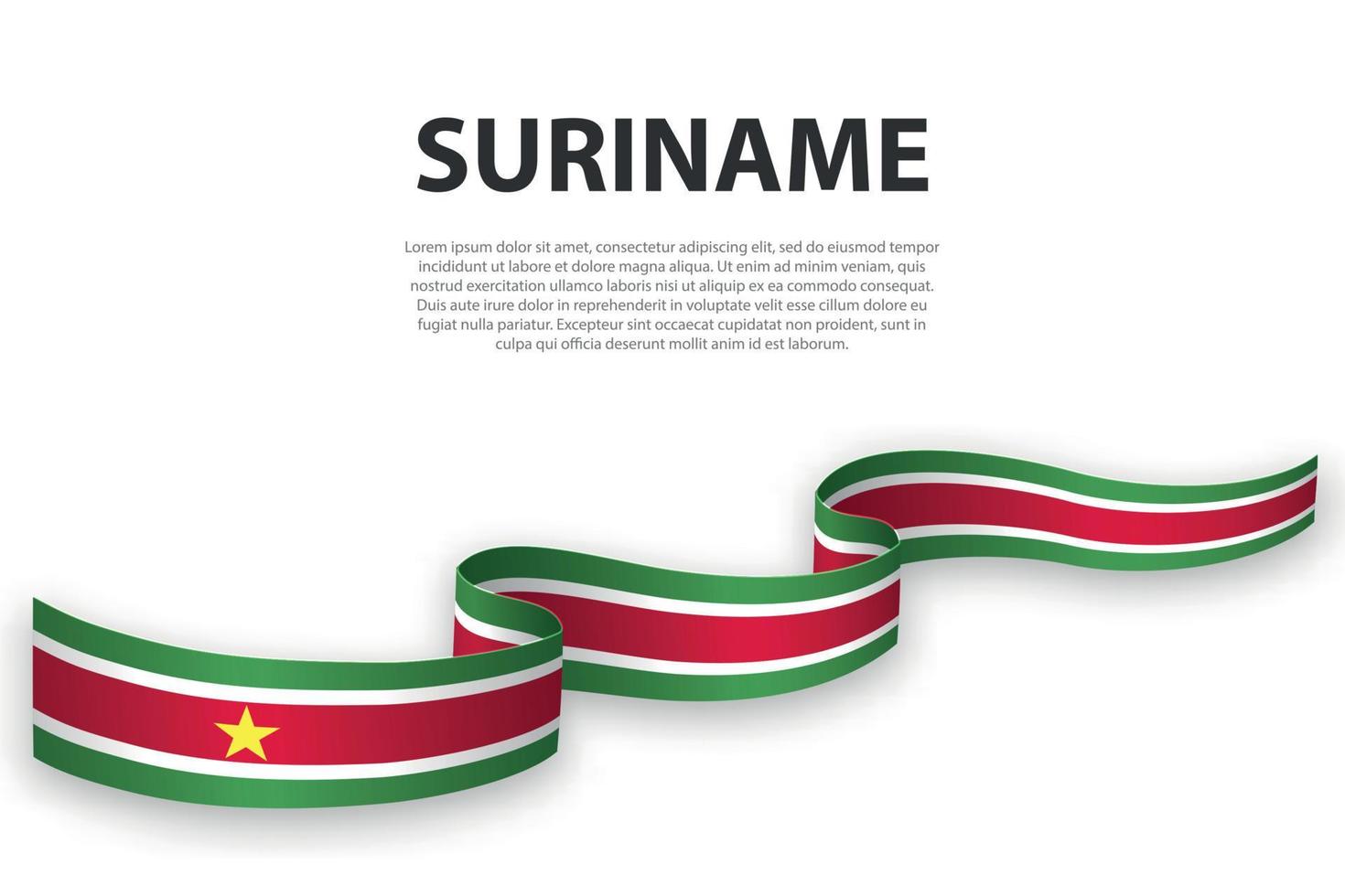 Waving ribbon or banner with flag of Suriname vector
