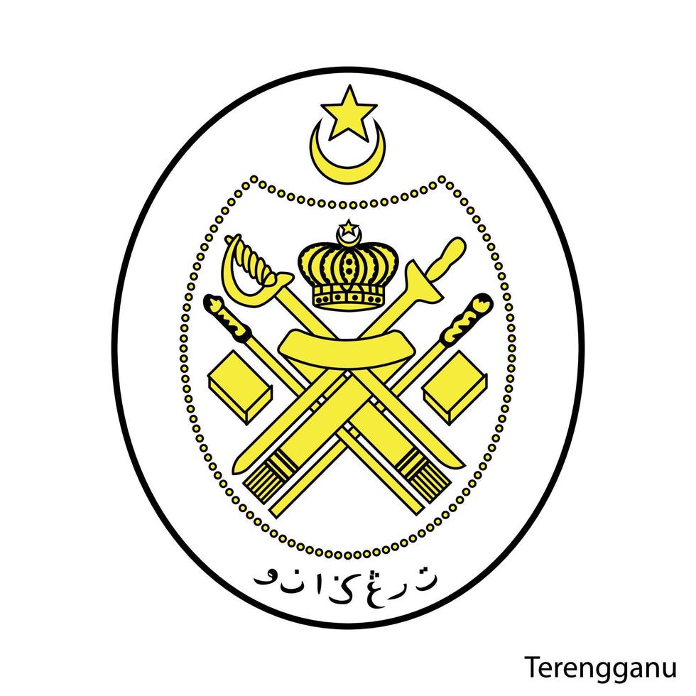 Coat of Arms of Terengganu is a Malaysian region. Vector emblem