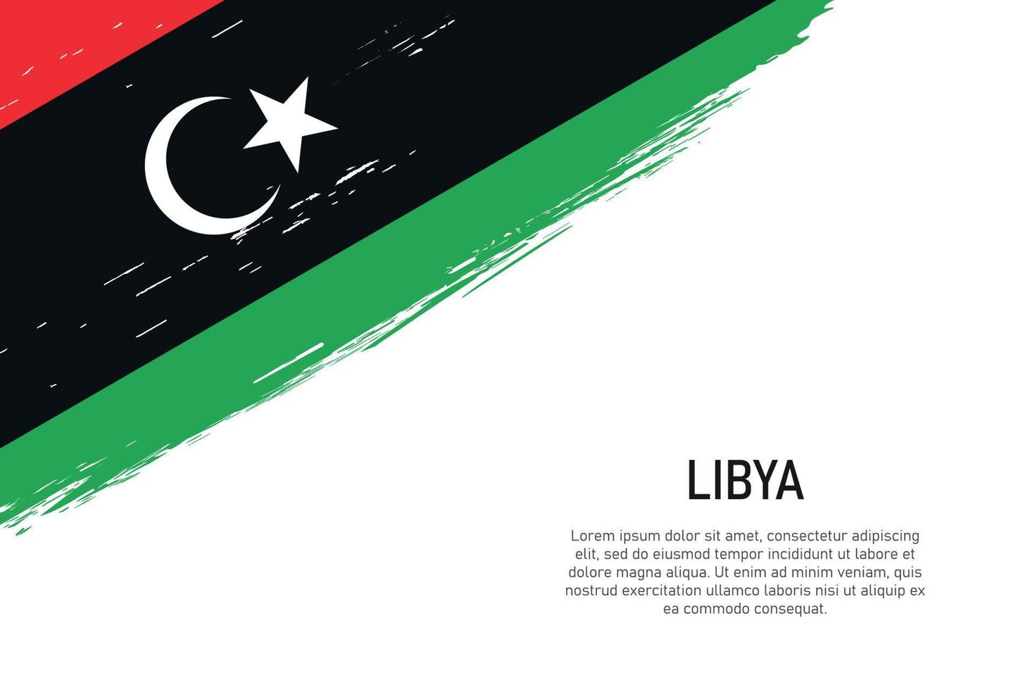 Fondo de trazo de pincel de estilo grunge con bandera de Libia vector