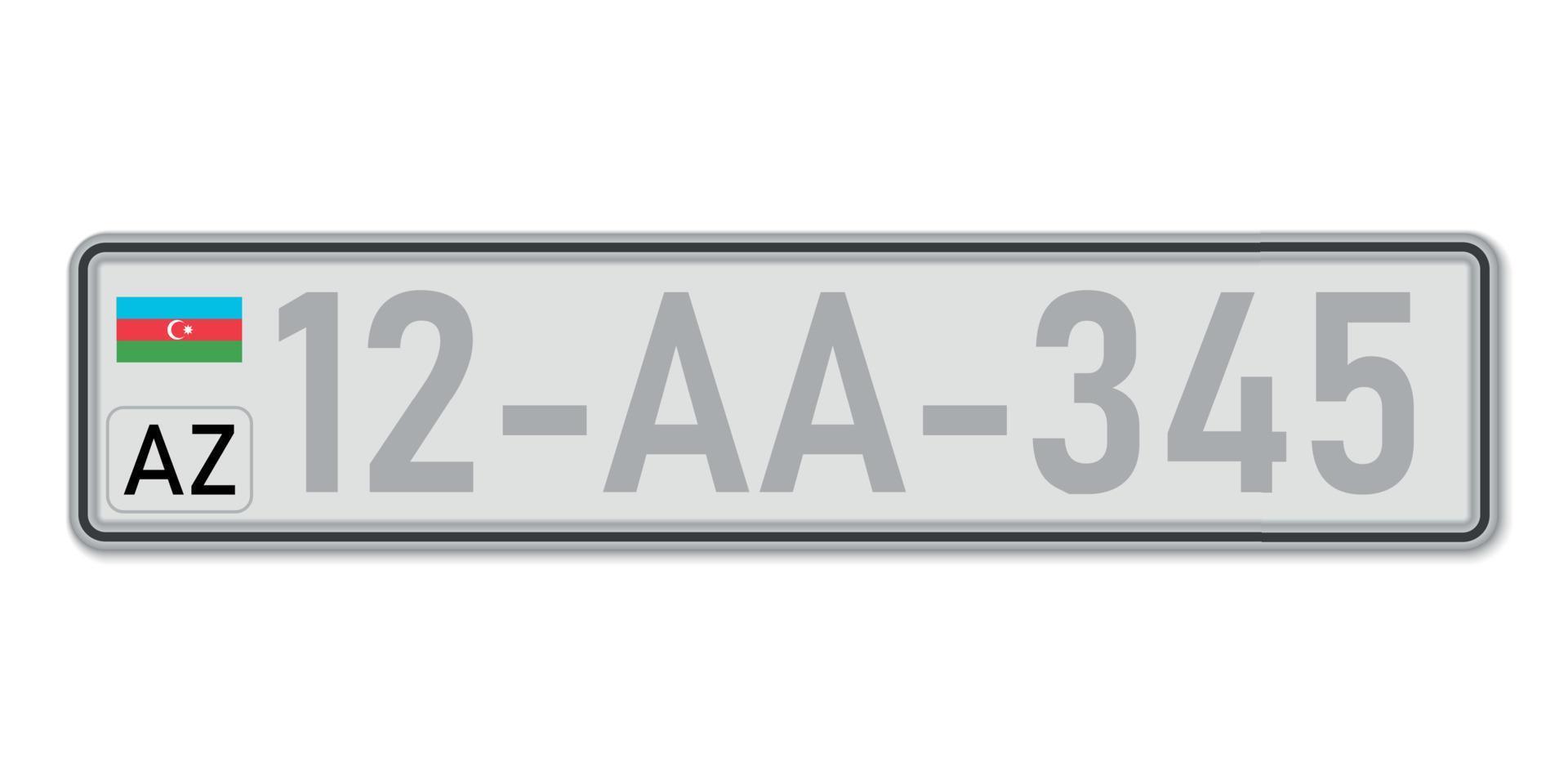 Car number plate. Vehicle registration license of Azerbaijan vector