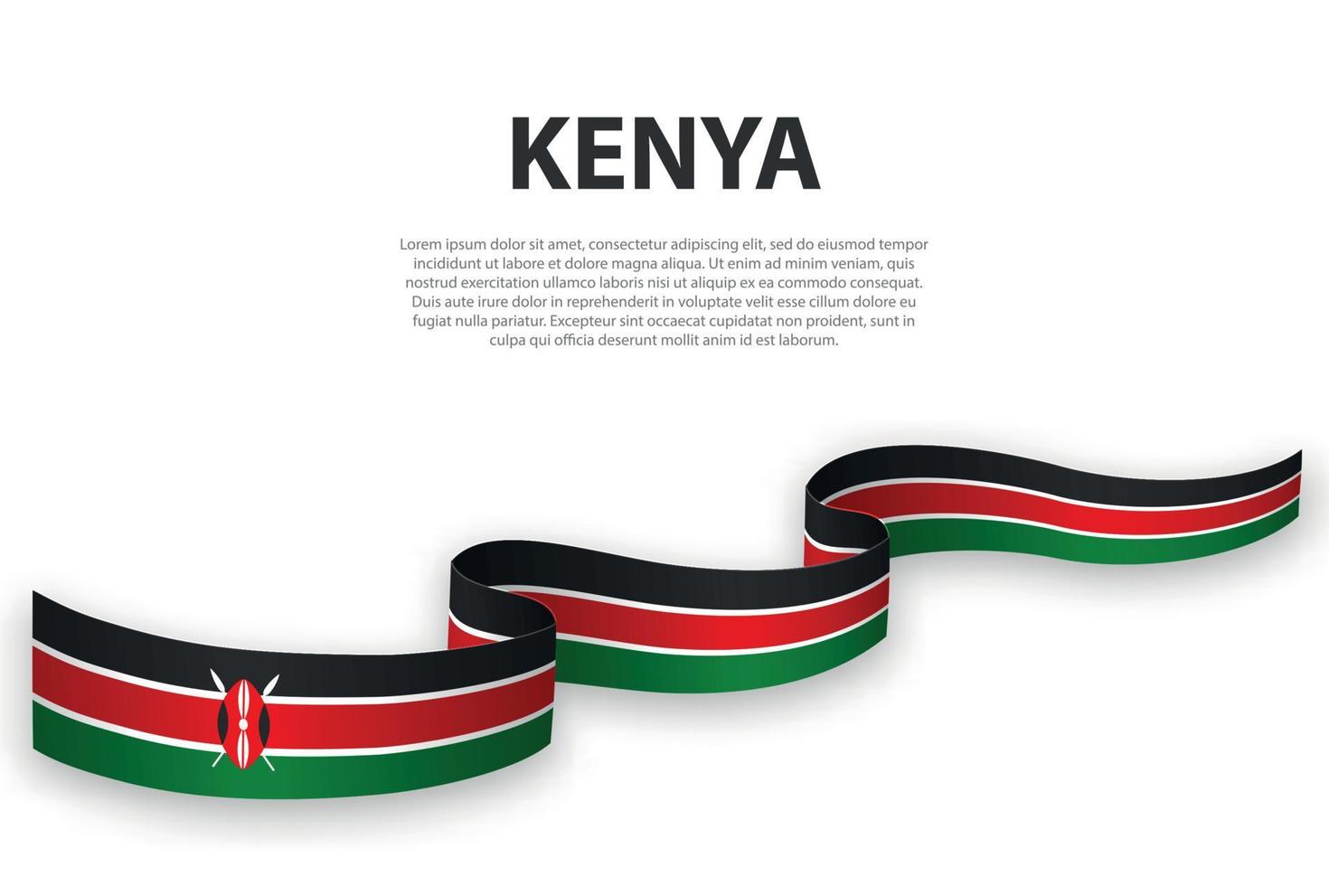 Waving ribbon or banner with flag of Kenya vector