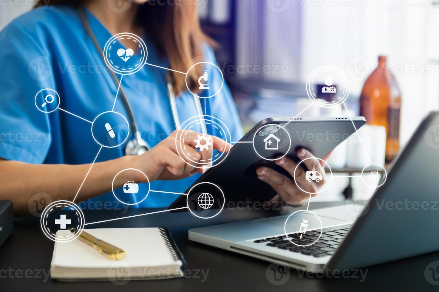 General Medical Services and General Practitioners GPs or family doctors diagram.success smart medical doctor working with operating room photo