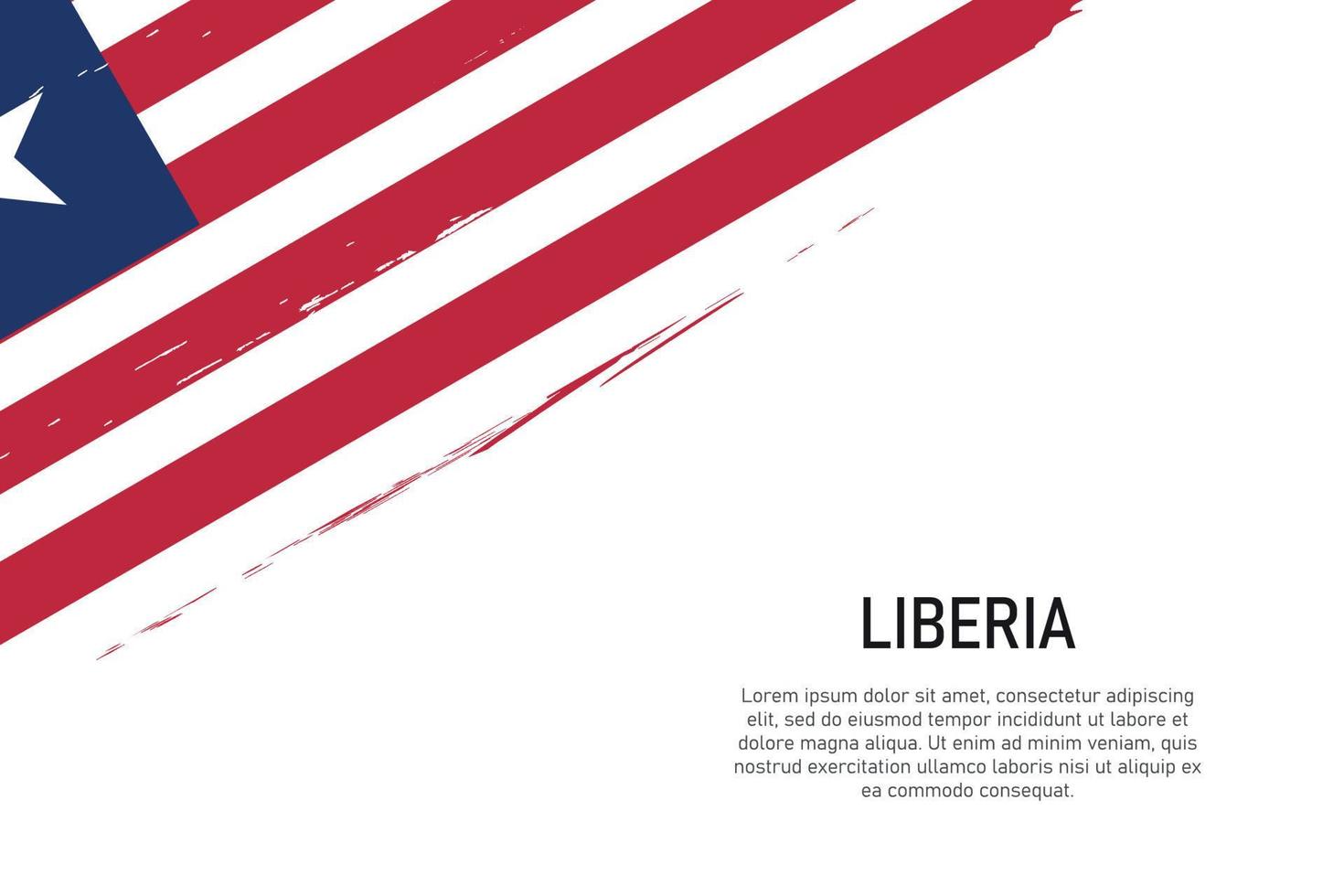 Grunge styled brush stroke background with flag of Liberia vector