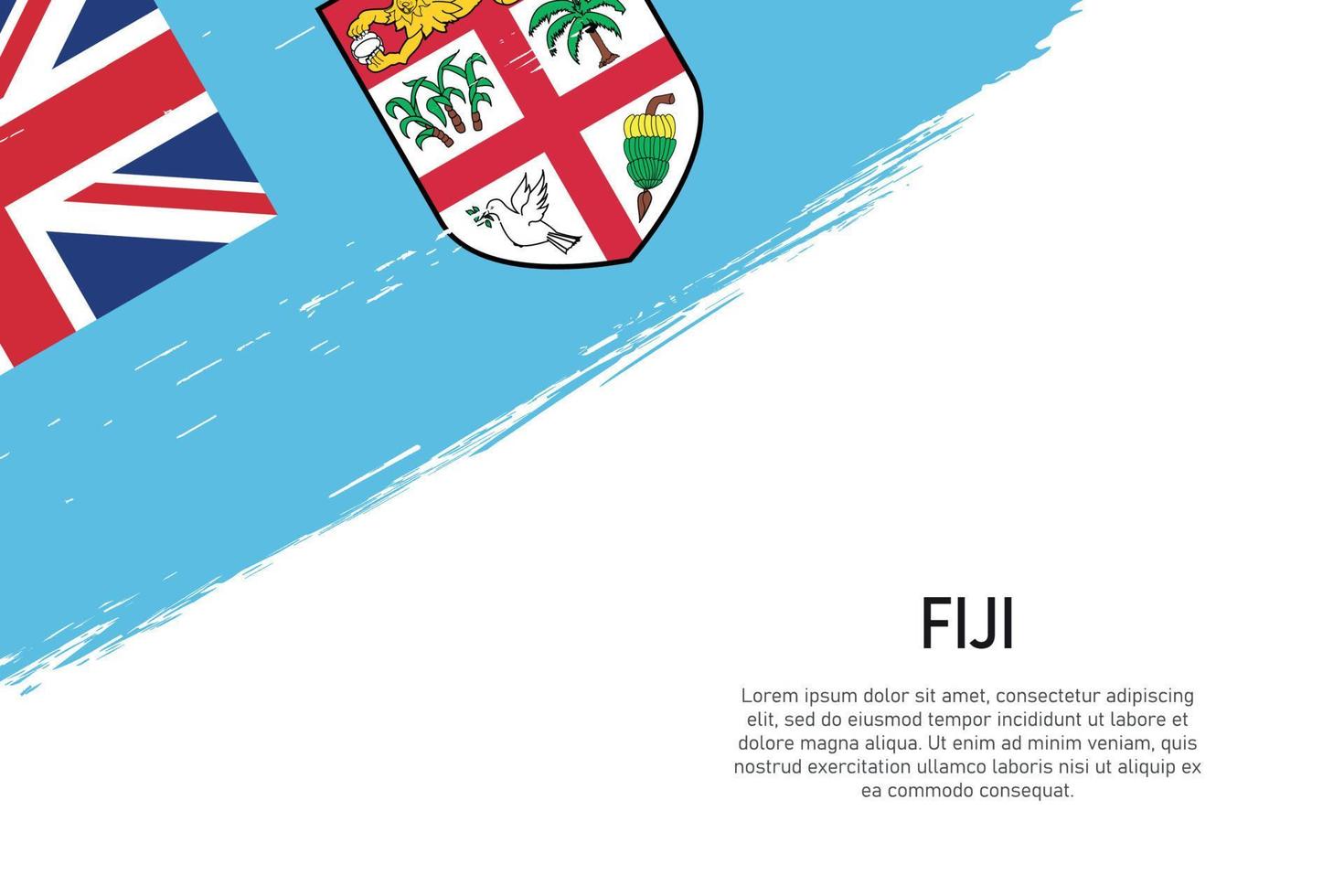 Grunge styled brush stroke background with flag of Fiji vector