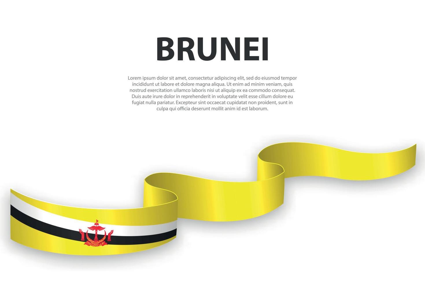 Waving ribbon or banner with flag of Brunei vector