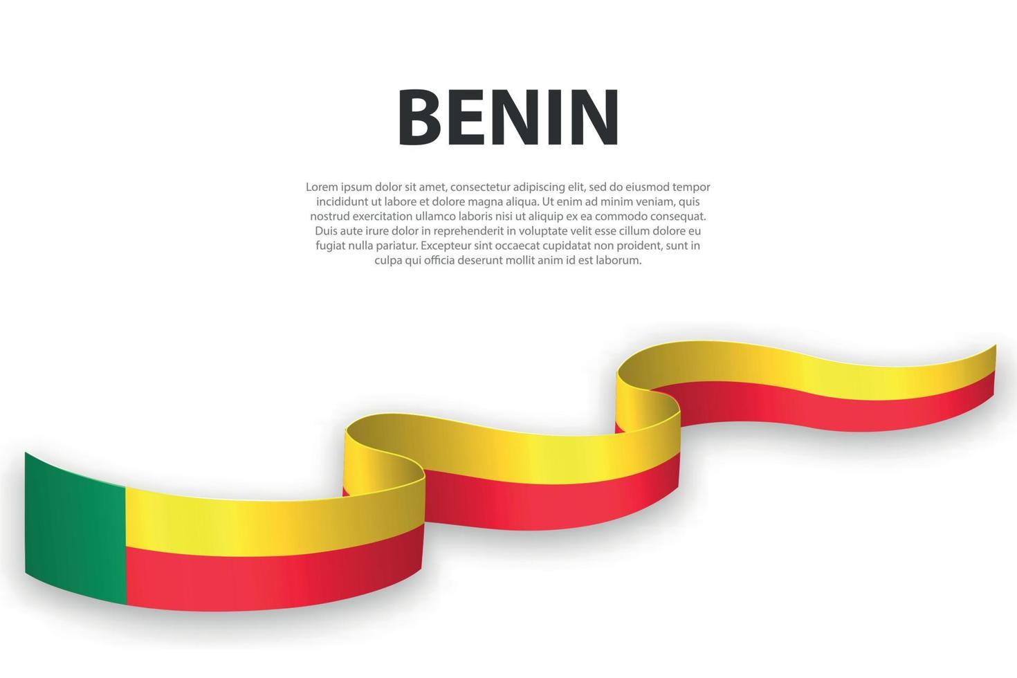Waving ribbon or banner with flag of Benin vector
