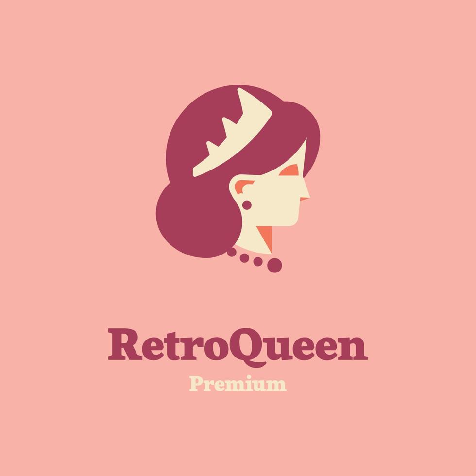 Retro Queen Portrait Logo vector