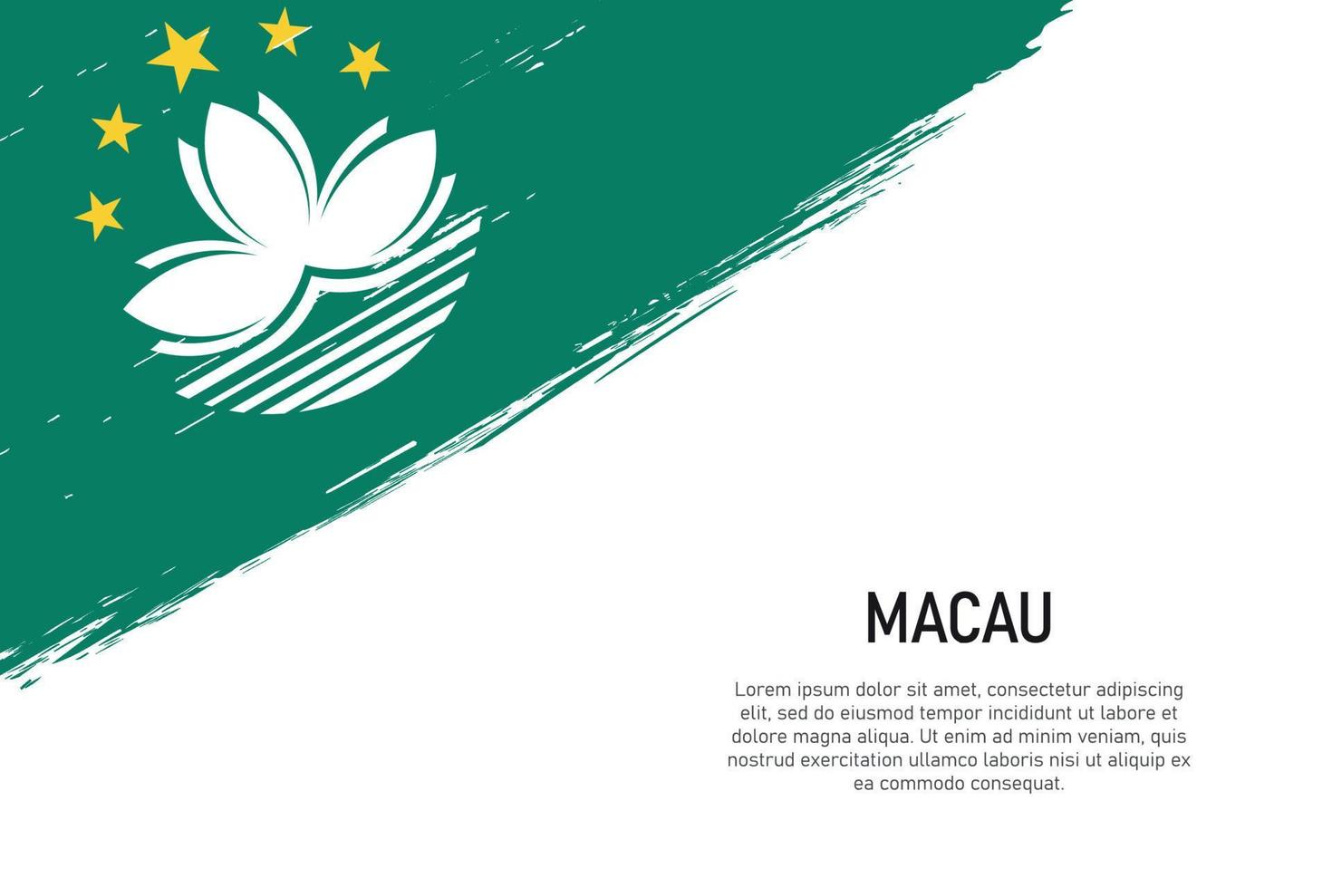 Fondo de trazo de pincel de estilo grunge con bandera de Macao vector