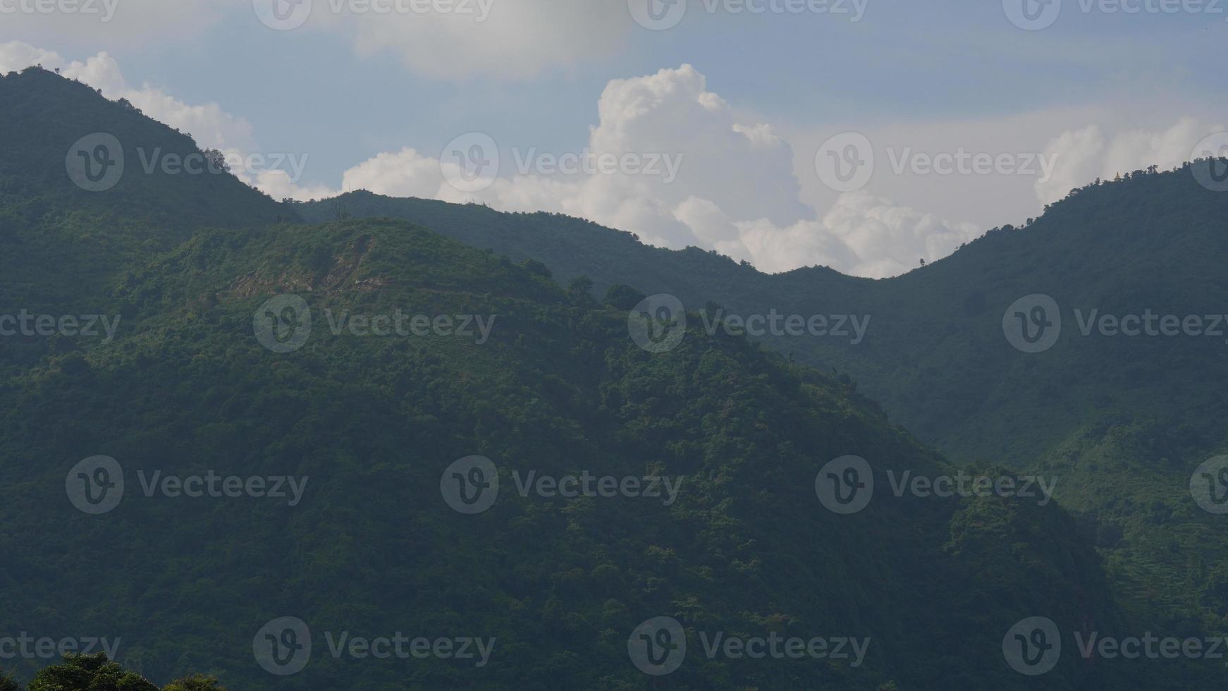 uttarakhand hills picture with white cloudy sky. photo