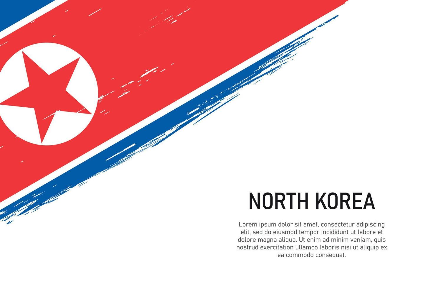 Grunge styled brush stroke background with flag of North Korea vector