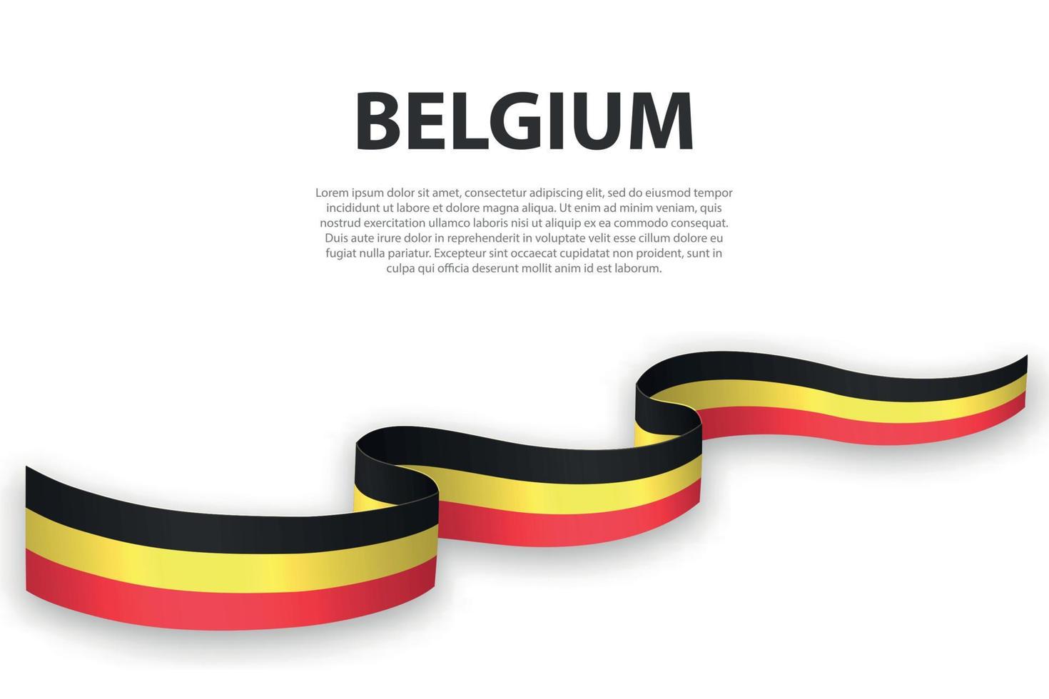 Waving ribbon or banner with flag of Belgium. vector