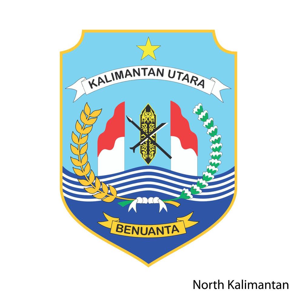escudo de armas del norte de kalimantan es una región de indonesia. vector