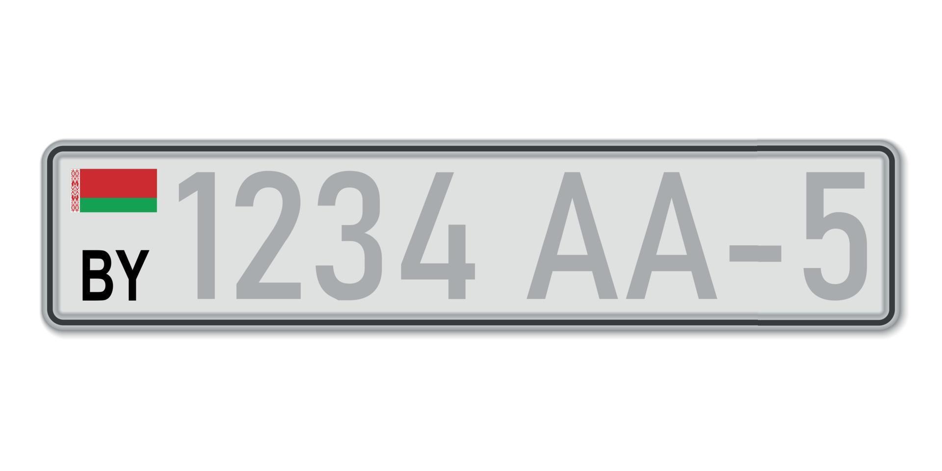 Car number plate. Vehicle registration license of Belarus vector