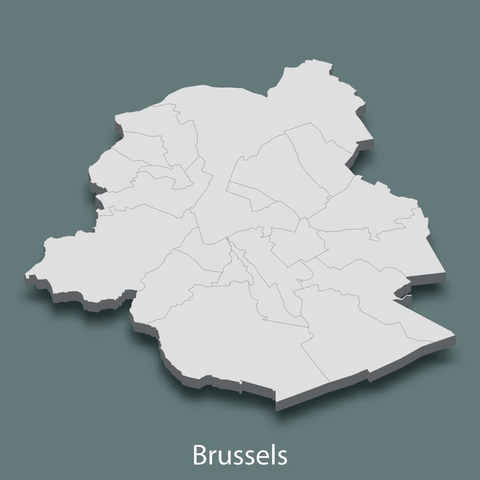 3d isometric map of Brussels is a city of Belgium vector