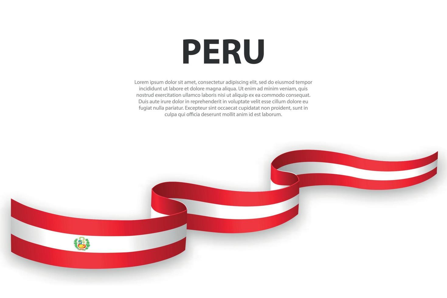 Waving ribbon or banner with flag of Peru vector