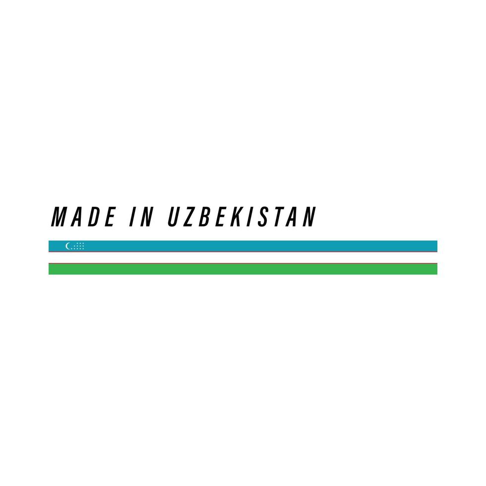 hecho en uzbekistán, placa o etiqueta con bandera aislada vector