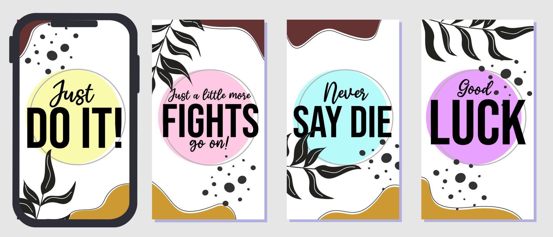 diseño de citas motivacionales para publicaciones de historias en redes sociales. fondo estético con flores dibujadas a mano vector