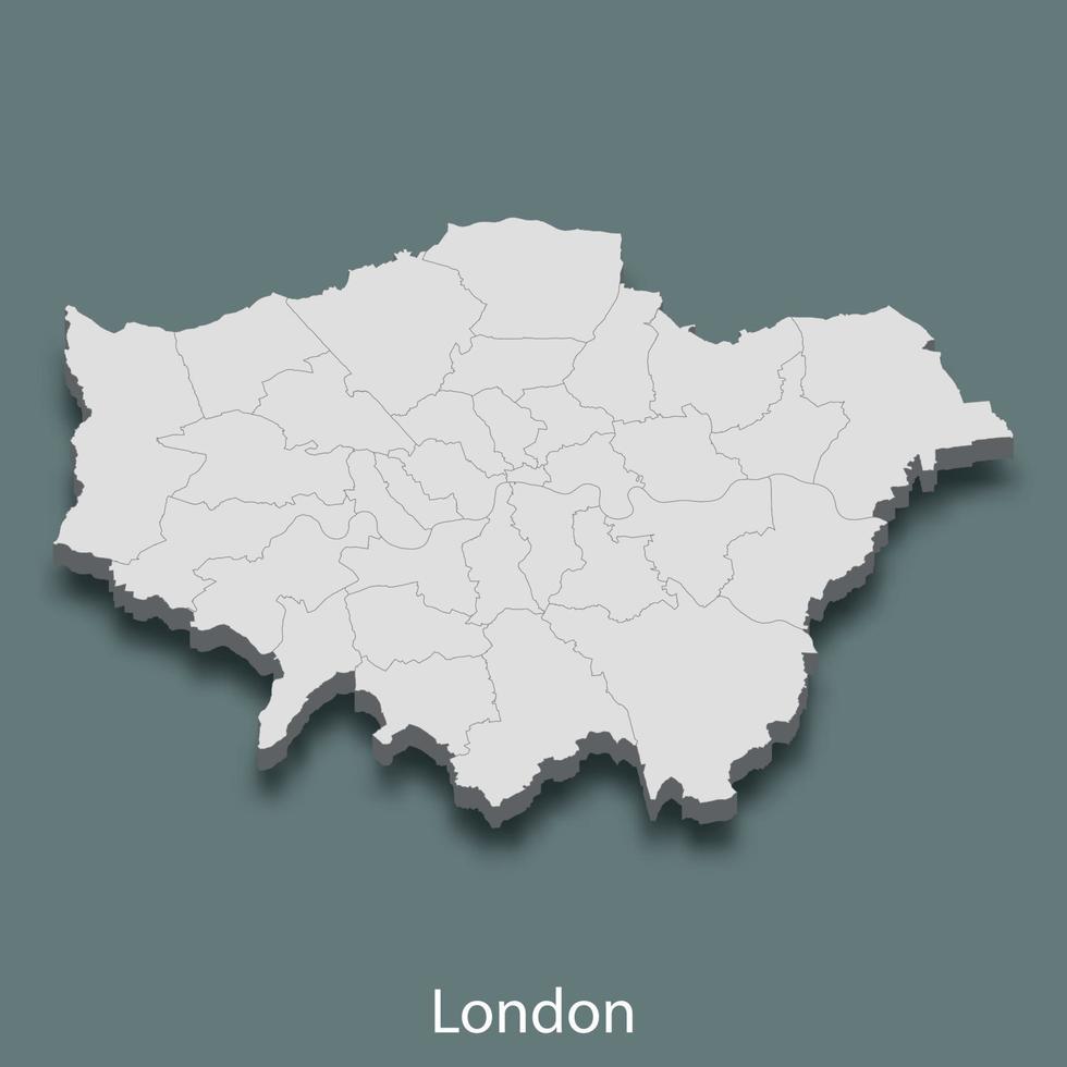 El mapa isométrico 3d de londres es una ciudad del reino unido vector
