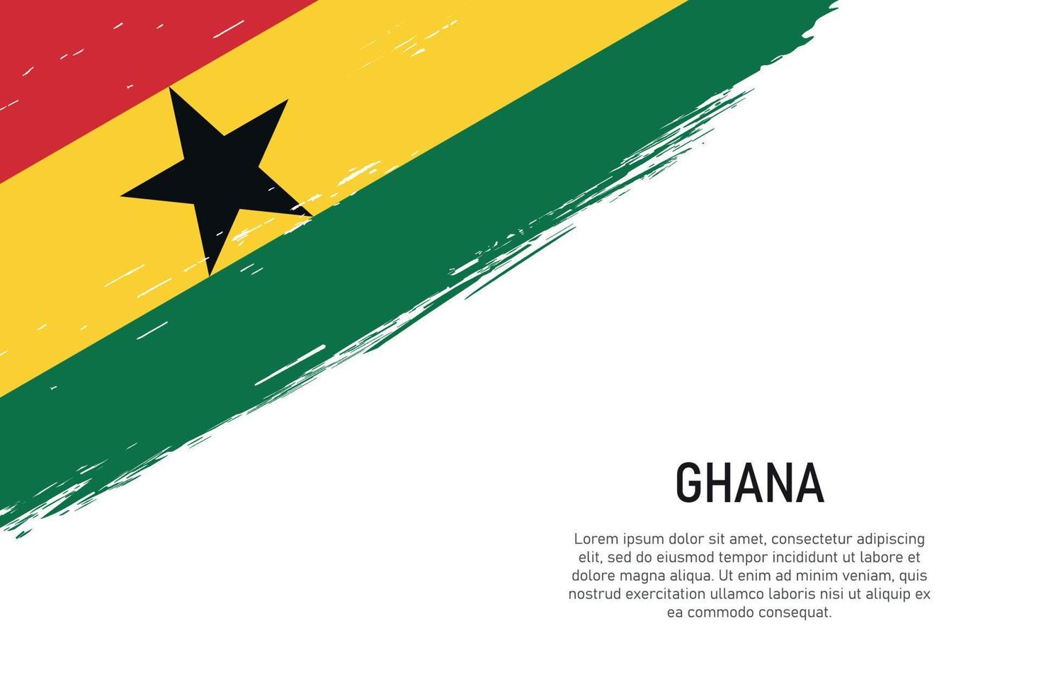 Grunge styled brush stroke background with flag of Ghana vector