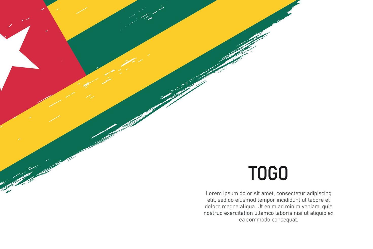 Grunge styled brush stroke background with flag of Togo vector