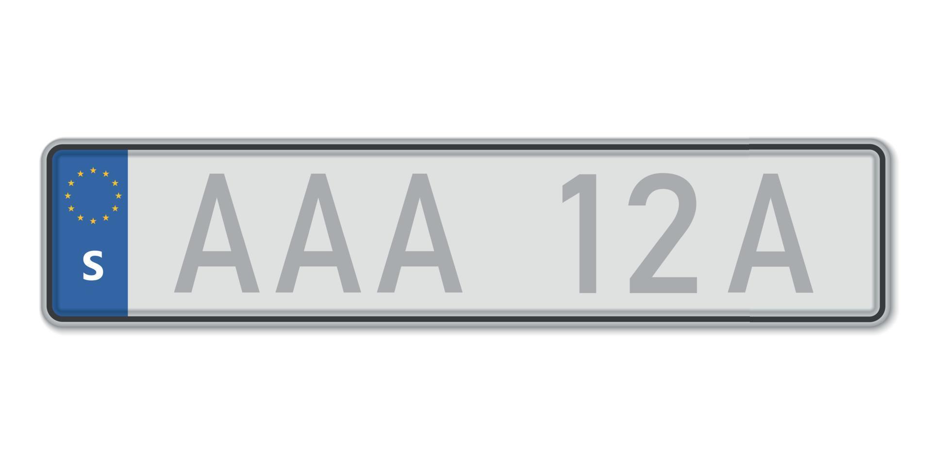 Car number plate. Vehicle registration license of Sweden vector