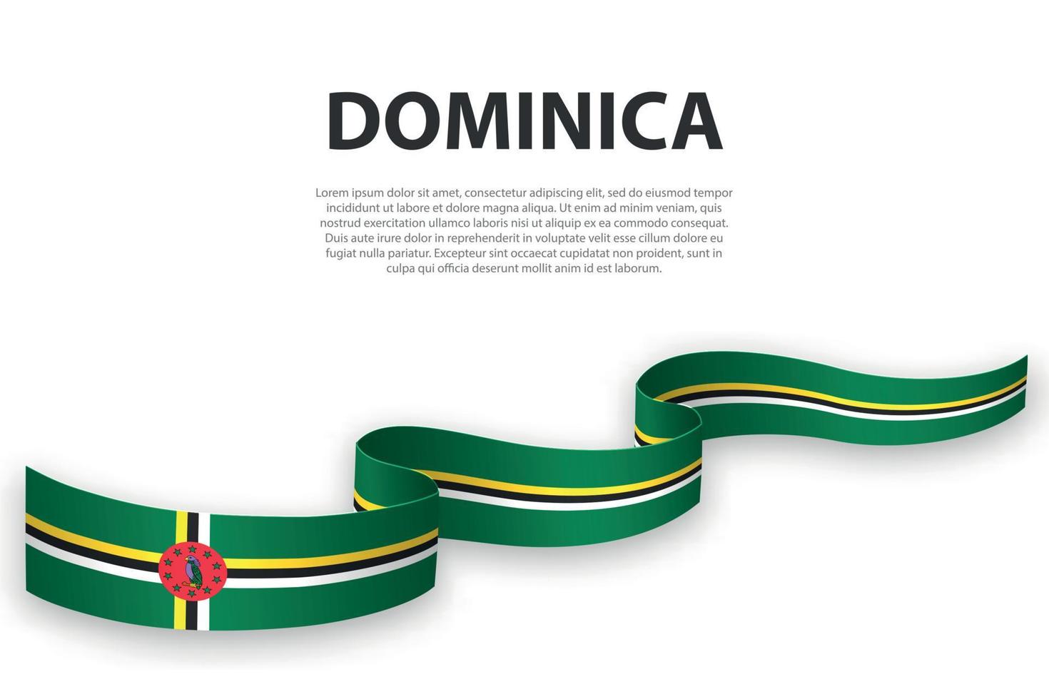 Waving ribbon or banner with flag of Dominica vector