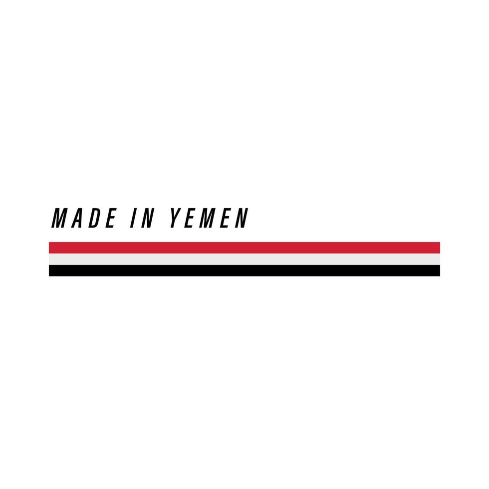 hecho en yemen, placa o etiqueta con bandera aislada vector