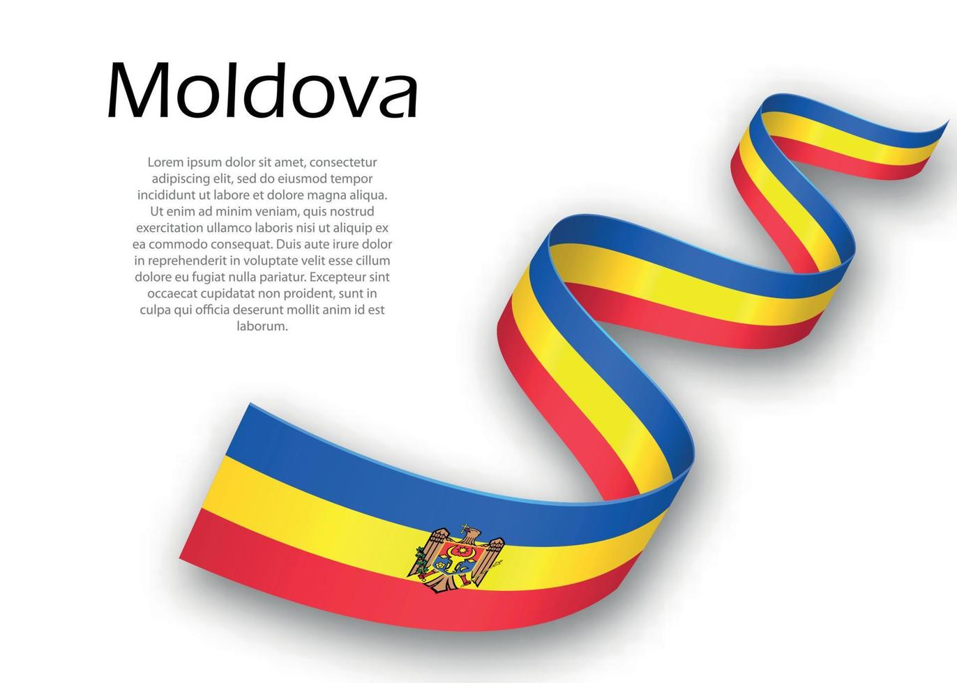 Waving ribbon or banner with flag of Moldova vector