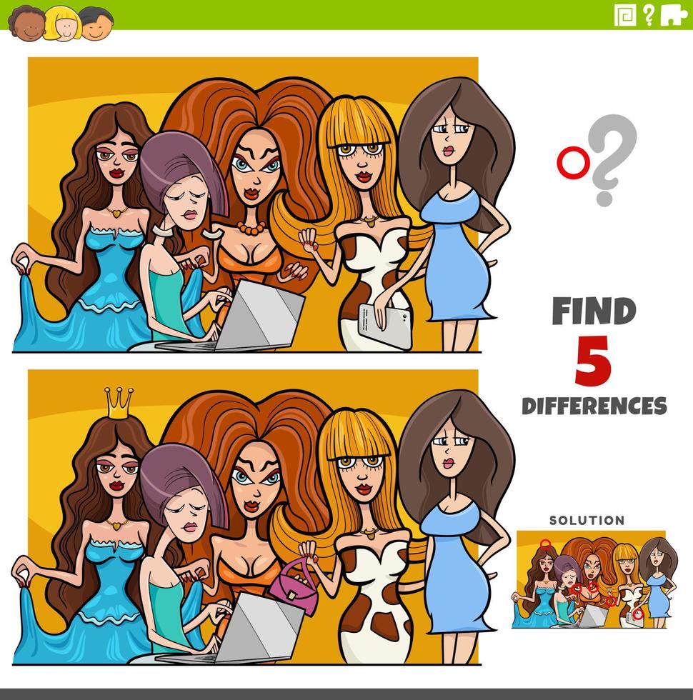 differences educational task with comic women vector