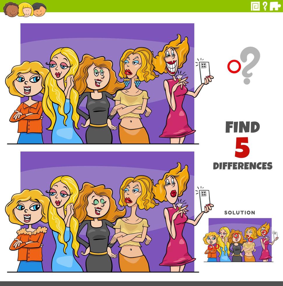 differences educational game with comic women characters 11310832 ...